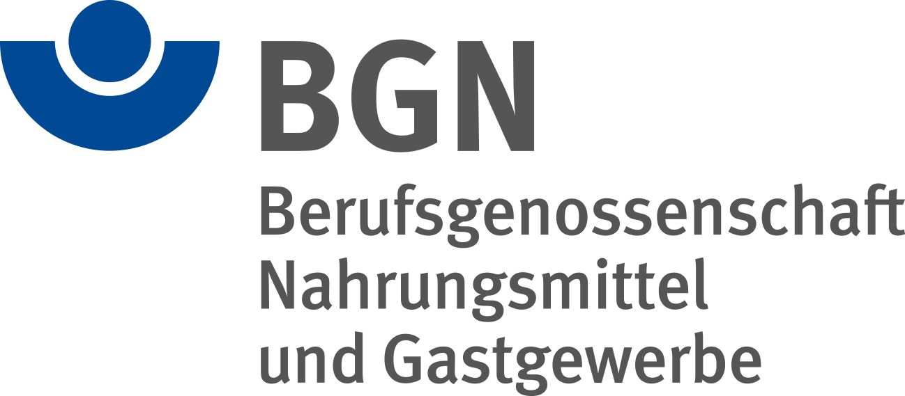 Logo der Berufsgenossenschaft Nahrungsmittel und Gastgewerbe, bestehend aus einem blauen Kreis und dem Text „BGN“.