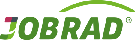 Grünes Logo von JobRad mit einem stilisierten Fahrradbogen darüber.